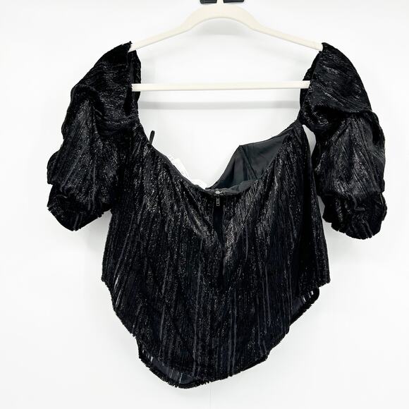 ASTR THE LABEL Womens Tasha Off The Shoulder Velvet Metallic Striped Top Size XS - Picture 7 of 7